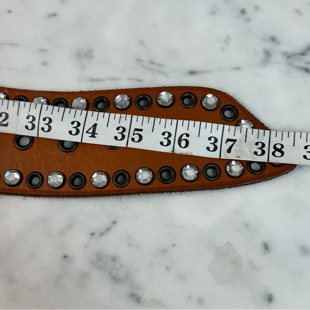 Gap Leather Belt Rhinestones 38” Long (31-35”)